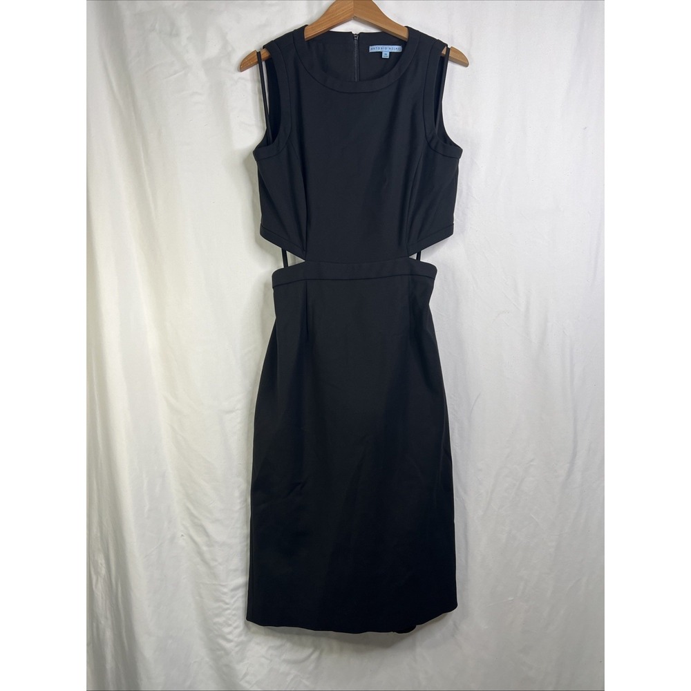 Antonio‎ Melani Black Open Back Sheath Dress Women's Size 10 Sleeveless Midi